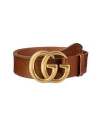 Gucci Running Gold Leather Belt