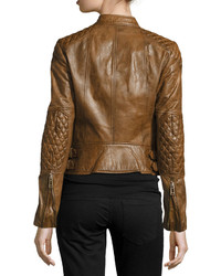 Belstaff Sidney Leather Moto Jacket Cognac