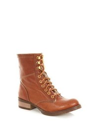 New Look Wide Fit Tan Leather Lace Up Work Boots