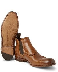Alexander McQueen Washed Leather Monk Strap Boots