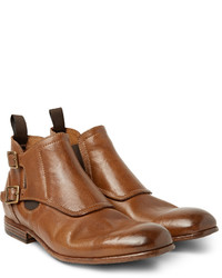 Alexander McQueen Washed Leather Monk Strap Boots