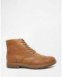 Pull&Bear Boots In Tan Faux Leather