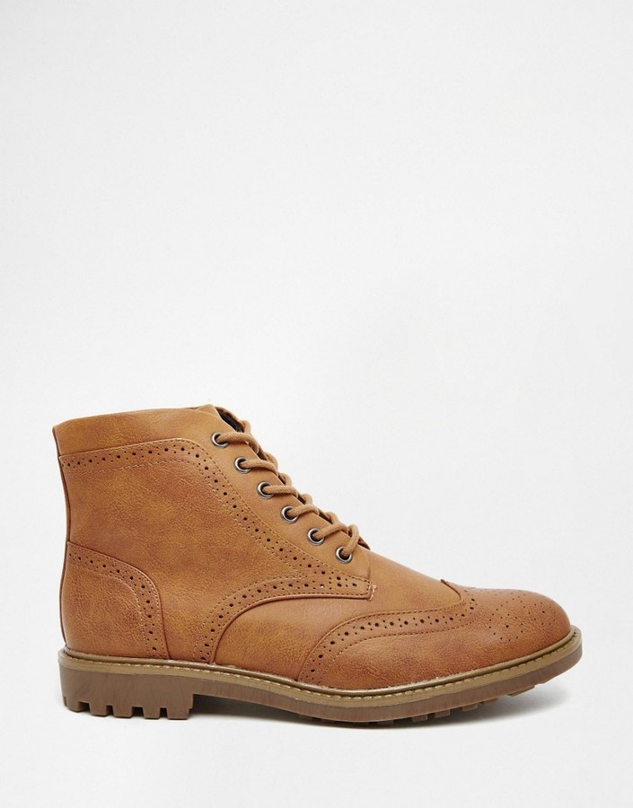 Pull&Bear Boots In Tan Faux Leather, $75 | Asos | Lookastic