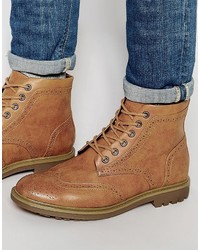 Pull&Bear Boots In Tan Faux Leather