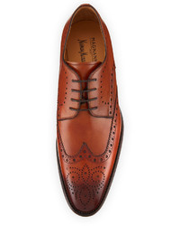 Magnanni For Neiman Marcus Leather Brogue Wing Tip Oxford Brown