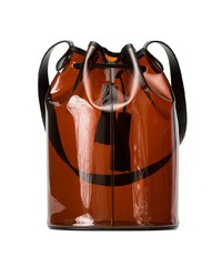 Building Block Brown And Black Pvc Bucket Bag