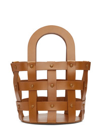 Building Block Brown Small Woven Basket Bag