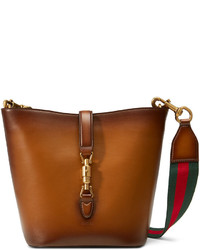 Gucci Jackie Soft Leather Ombre Bucket Bag Brown