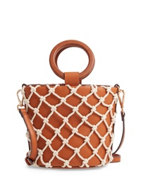 Street Level Knotted Cage Faux Leather Bucket Bag