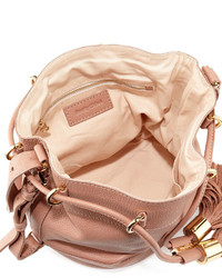 See by Chloe Vicki Small Leather Bucket Bag Nougat
