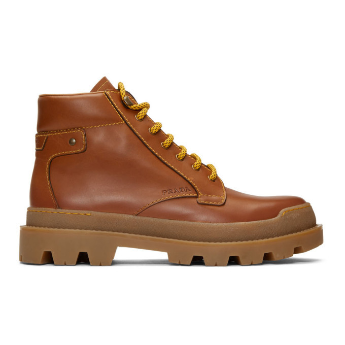 Prada Brown Hiking Boots, $810 | SSENSE | Lookastic