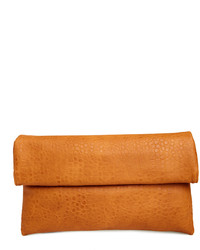 Dailylook Langston Vegan Leather Double Fold Over Clutch In Camel