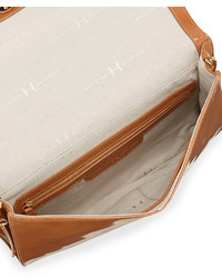 Halston Heritage Flat Leather Flap Clutch Bag Tan