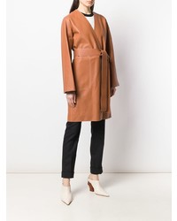 Loewe Contrast Stitch Leather Coat