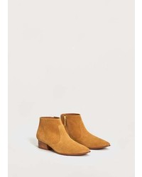 Mango Leather Western Ankle Boots