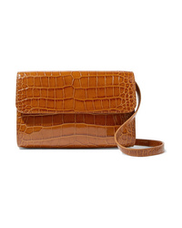 BY FA Cross Over Croc Effect Leather Shoulder Bag