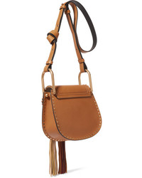 Chloé Hudson Mini Whipstitched Leather Shoulder Bag Brown