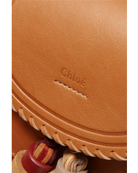Chloé Hudson Mini Whipstitched Leather Shoulder Bag Brown