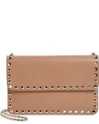 Valentino Rockstud Calfskin Leather Shoulder Bag Brown