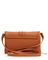 Street Level Saddle Stitch Convertible Faux Leather Crossbody Bag Brown