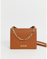 Love Moschino Tan Across Body Bag With Gold Chain
