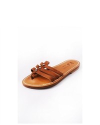 Brown Leather Midas Studded Flat Sandals 36