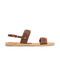 Ancient Greek Sandals Dinami Woven Raffia And Leather Slingback Sandals