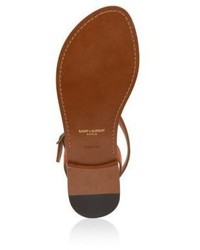 Saint Laurent Nu Pieds Logo Flat Leather Sandal