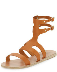 Ancient Greek Sandals Agapi Flat Leather Gladiator Sandal Brown