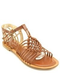 Diba Pie Per Brown Leather Gladiator Sandals Shoes
