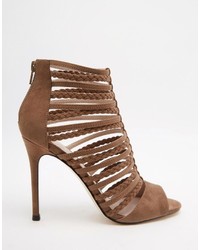 Faith Khaki Caged Heeled Sandals