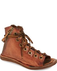 Tobacco Leather High Top Sneakers
