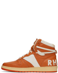 Rhude Orange White Rhecess Hi Sneakers