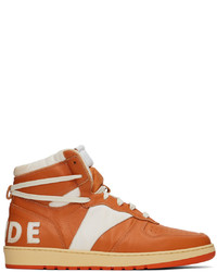 Rhude Orange White Rhecess Hi Sneakers