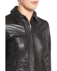 Bernardo Flap Pocket Leather Trucker Jacket