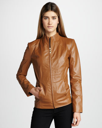Neiman Marcus Leather Scuba Jacket, $197 | Neiman Marcus | Lookastic