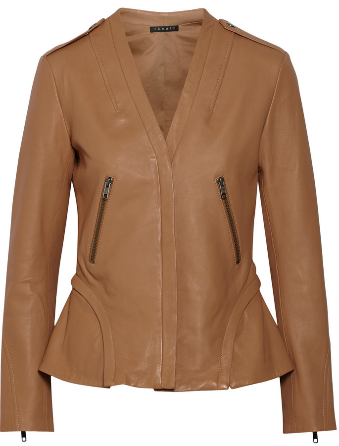 Theory peplum hotsell leather jacket