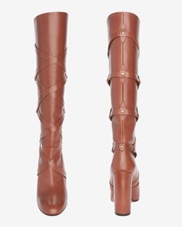Aquazzura Belair Knee High Leather Boot Tan