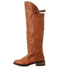 Qupid Quilted Knee High Boots