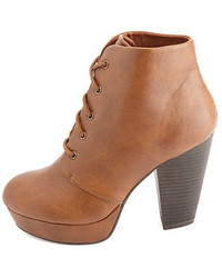 Charlotte Russe Chunky Heel Lace Up Platform Booties
