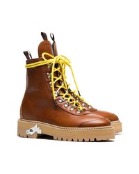 Off-White Camel Lace Up Leather Hiking Boots