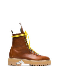 Off-White Camel Lace Up Leather Hiking Boots