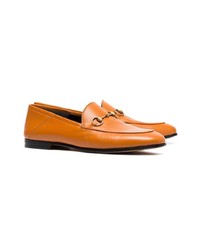 Gucci Cognac Brown Brixton Leather Loafers