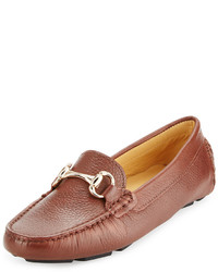 Neiman Marcus Daize Leather Flat Loafer Sepea
