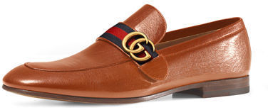 gucci donnie web loafers in brown 