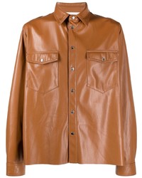 Nanushka Long Sleeve Faux Leather Shirt