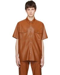Nanushka Tan Adam Vegan Leather Shirt