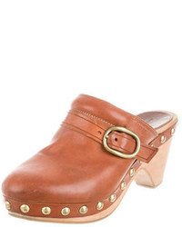 Isabel Marant Leather Round Toe Clogs
