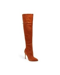 Tobacco Leather Over The Knee Boots