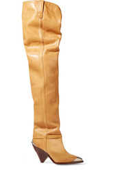 Isabel Marant Lafsten Embellished Leather Over The Knee Boots